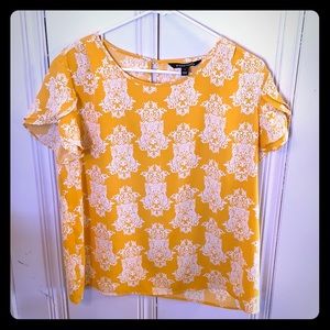 Yellow and White Patterned Top